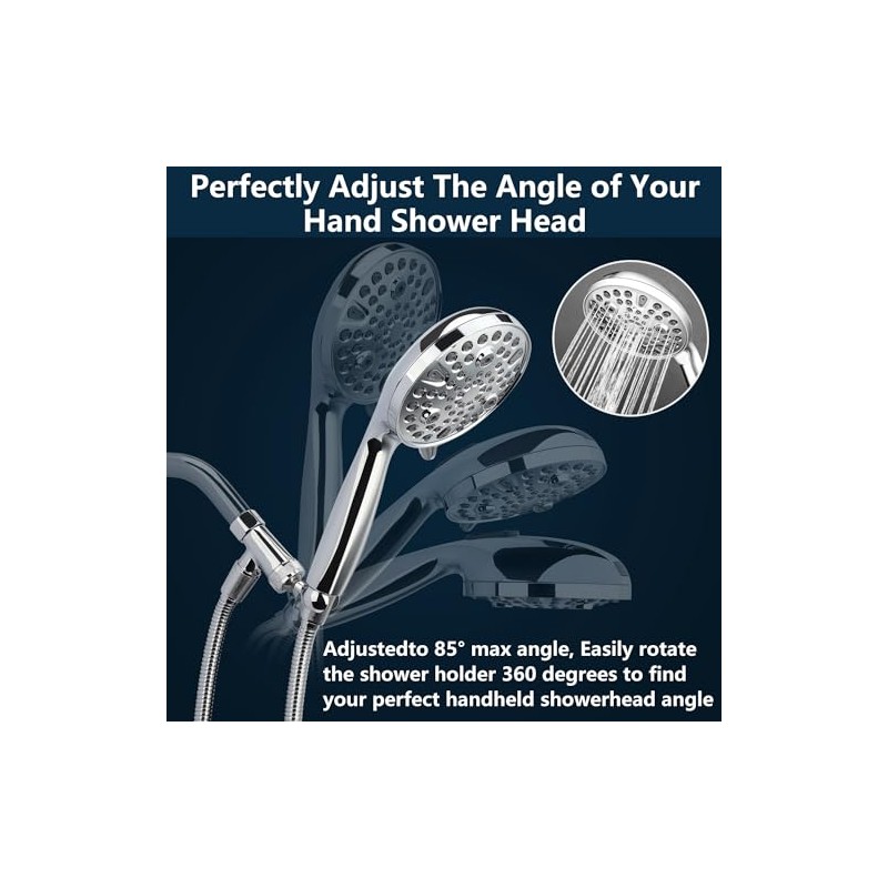 Shower Head with Handheld - All Metal Showerhead Holder and