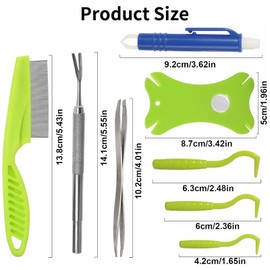 Cuworlis Tick Removal Tool 8 in 1 with Storage Box, Flea Comb, Magnifying Glass, Tick Tweezers, Dog Tick Remover Tool Tick Removal Kit Tick Removal Tool for Dogs Cats Pet Tick Comb