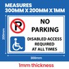RDLCAR Disabled Parking Sign 1mm PVC No Parking Sign 200