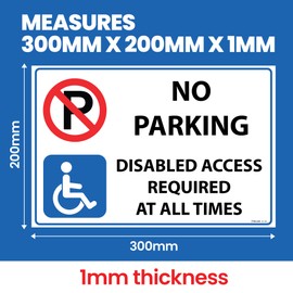 RDLCAR Disabled Parking Sign 1mm PVC No Parking Sign 200 x 300mm Disabled Parking Signs Outdoor Weatherproof, Durable & Easy to Mount