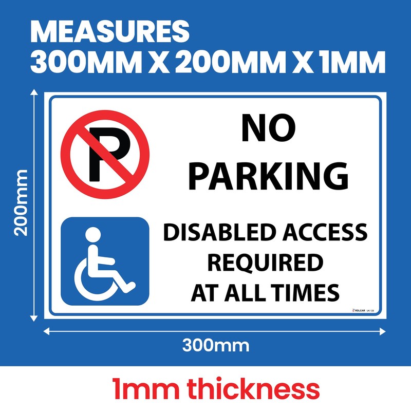 RDLCAR Disabled Parking Sign 1mm PVC No Parking Sign 200