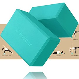 Trideer Yoga Blocks, Yoga Blocks 2 Pack, Premium EVA Foam Blocks with Free Guide, Supportive, Lightweight & Odor Resistant, Yoga Essentials for Yogi & Yogini, Yoga Accessories for Women 9"x6"x4"&9"x6"x3" (9"x6"x3", Turkis)