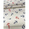 Landhuis Fabrics: Maritime Cotton Decorative Fabric with Anchors, Natural with