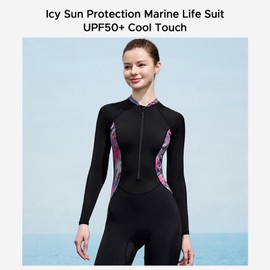 Aomiun Costume da bagno da donna a maniche lunghe, protezione solare UPF 50, in neoprene, ad asciugatura rapida, per surf e snorkeling, con reggiseno integrato (XL)
