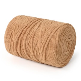 Chunky Chenille Yarn for Crocheting Soft Thick Fluffy Bulky Yarn for Hand Knitting Amigurumi Blankets Cushion Home Decor DIY Crafts (Brown, 215 Yards)