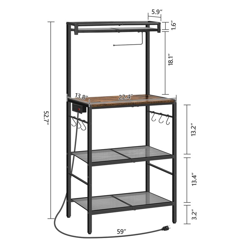 MAHANCRIS Bakers Rack with Storage, Microwave Stand with Paper Holder,