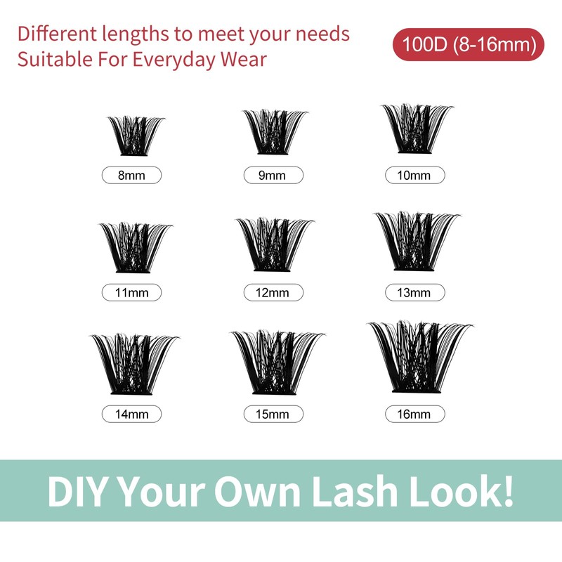 FADVAN Cluster Eyelash Extensions 280 Pieces Curl D Eyelashes Individual