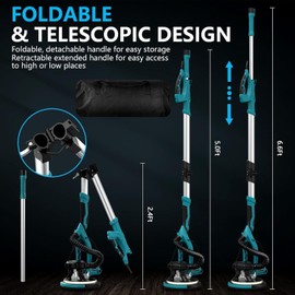 Drywall Sander, 1250W 11.5-Amp Electric Drywall Sander with Vacuum, Popcorn Ceiling Removal Tool with Variable Speed 800-1800RPM, Foldable & Extendable Handle, LED Light