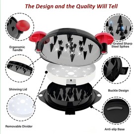 Chicken Shredder Tool Twist Pro - Large Meat Shredder for Chicken Breast, Pulled Pork, Beef with Upgraded Stainless Steel Spikes Wall Mounted Design BPA-Free Kitchen Essentials Gadgets (Red/Black)