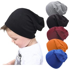 DRESHOW 5 Pack Unisex Baby Hats For Kids Cotton Skull Caps Soft Cute Knit Cap Baby Toddler Beanie for 6-60 Months