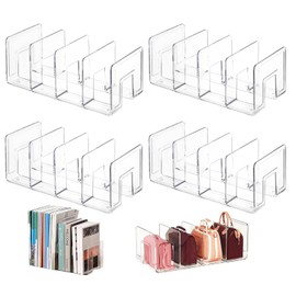 Funklu Transparent Acrylic Shelf Divider, Multifunctional Shelf Divider, 32 x 15 x 13 cm Shelf Divider, Wardrobe Divider for Bedroom, Kitchen, Cabinets and Organisation (4 Pieces