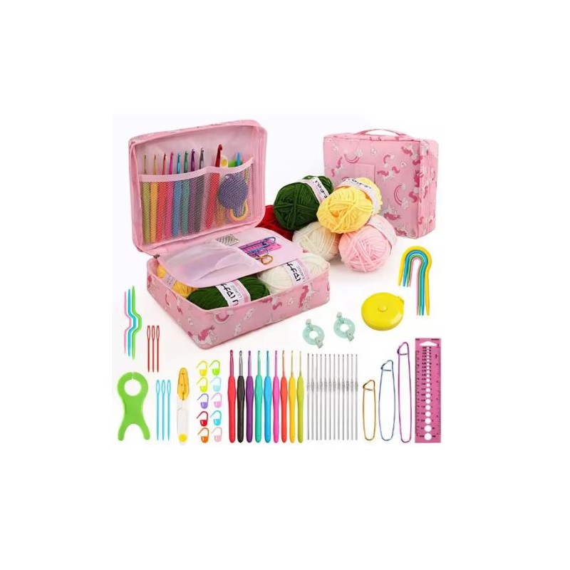 58-Piece Crochet Starter Kit for DIY Yarn Projects – Blue
