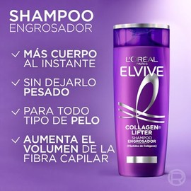 L'Oréal Paris Elvive Collagen Lifter Shampoo con Péptidos de Colágeno para Restaurar y Reconstruir el pelo Delgado, Aplastado, y Quebradizo y Darle Más Cuerpo al Instante Sin Dejarlo Pesado, 680ml
