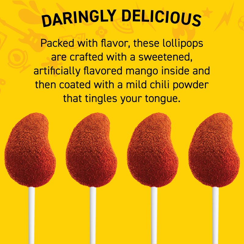 Vero Mango, Chili Covered Mango Flavored Lollipops, 40 Pieces