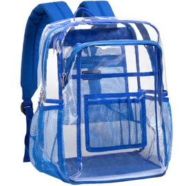 Vorspack - Mochila transparente resistente – Mochila transparente grande para libros transparente para seguridad en el lugar de trabajo universitario, Azul, Large, Moderno