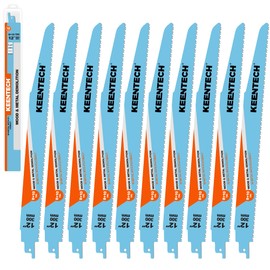KEENTECH 12 Inch Sawzall Blade 8+10 TPI 10-Pack for Plastic, Wood and Metal Demolition, Compatible with Reciprocating Saws
