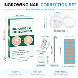 Toenail Correction Set, Straight & Curved Nail Clips for Ingrown Toenails, Reusable Nail Repair Splints, Pedicure Nail Set for Home