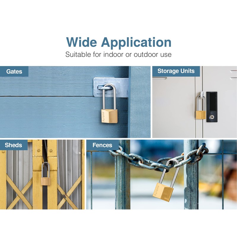 Puroma 1 Pack Keyed Padlock Waterproof Solid Brass Lock, 2.6