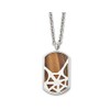 Mens Stainless Steel Tigers Eye Spider Web Dog Tag Pendant