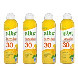 Alba Botanica Hawaiian Coconut Sunscreen Spray, SPF 30, 5 oz (Pack of 4)