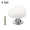 sourcing map 4 Packs Ceramic Drawer Knobs, Heart-Shaped Dresser Pulls,