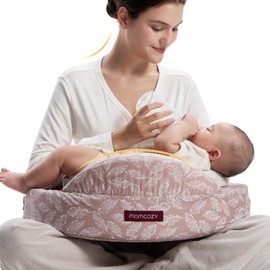 Momcozy Innovative Safety Fence Nursing Pillow - Firm & Springy Memory Foam - Stable, Ergonomic Support & Comfort - Wider Breastfeeding Cushion, Adjustable, Removable Cover, Baby Safety Certified