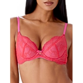 Gossard Women's Superboost Lace Padded Plunge Bra, Red (Rose Red), 38B