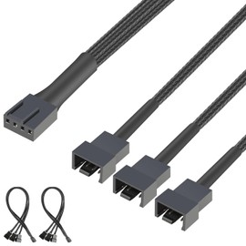 J&D 4 Pin PWM Splitter Cable, PWM Fan Controllers Splitter Compatible with 3-Pin/4-Pin PC Case Fans Motherboards, 2 Pack, 12.8 inch