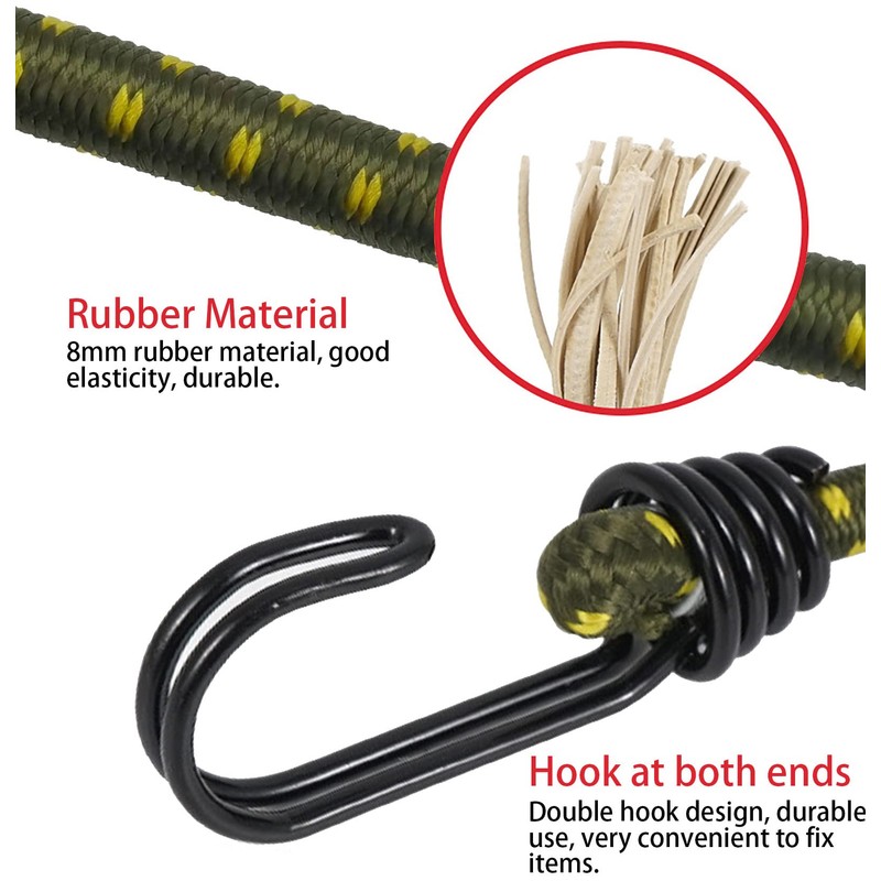 Alqpopg Bungee Cords with Hooks 24 inch Heavy Duty Outdoor
