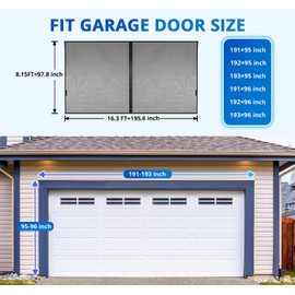 Garage Door Screen for 2 Car 16x8FT, Magnetic Screen Garage with Retractable Fiberglass Mesh & Heavy Duty Weighted Bottom, Easy Assembly,Hands Free Screen Door w/ 44 Magnets for Garage/Entry Doors