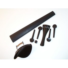 A 4/4 Violin Polished Ebony Parts: Dresden Chinrest, 4 Pegs, Endpin, Fingerboard, Tailpiece VWWS