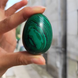 XUQULI Gemstones for Decoration 1PC Malachite Egg Shaped Stone Raw Minerale Color Gemstone Spiritual Decoration Collection Healing Furnishing Articles Aura Chakra Crystal (Size : 2pcs)