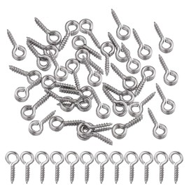 50 PCS Screw Eyes, 304 Stainless Steel Eye Pins Eye Screws 20x10mm Mini Eye Hooks Screw for Hanging DIY Craft Clay Pendants Jewellery Making