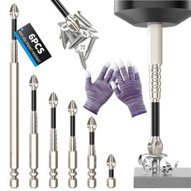 6-Piece Magnetic Drill bits, Magnetic Screwdriver bits，High Magnetic Drill bit Set for DIY Home Repairs and Professional use (25mm, 50mm, 65mm, 70mm, 90mm, 150mm)