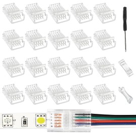 EPLZON 5 Pin 12 mm LED Strip Connector LED Light Connector Strip to Wire Quick Connector RGB Lights Adapter Clear Unwired Gapless Track Lighting Connector for 5050 LED RGB Strip Light(20pcs)