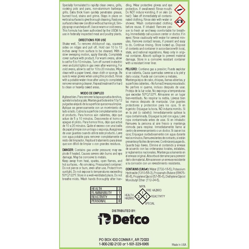 Detco Oven Cleaner