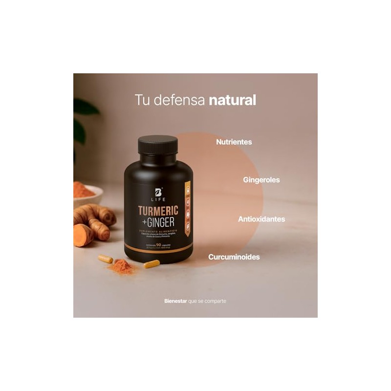 Cúrcuma Jengibre Cápsulas 1400 Por Porción Adicionado Aceite Coco Ingredientes