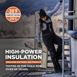 RefrigiWear Softshell Women's Insulated Bib Overalls, -20° Comfort Rating, (Black), (Medium)