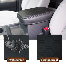 Muslogy Center Console Armrest Cover Fit for Nissan Frontier 2022-2025 2026 Accessories, Comfort Armrest Pad Console Lid Cushion Vegan Leather Regular Thick (V1 Black Trim)