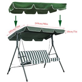 Swing Canopy Replacement Top for 3 Seat Outdoor Patio Porch Garden Pool (Green/98 * 72 * 7)