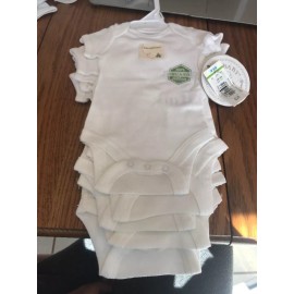 Babies"R"Us Burts Bees Organic Preemie Short Sleeve White Body Suits Pack Of 5 Ships N 24h