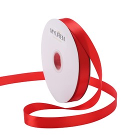 16mm Double Faced Red Polyester Satin Ribbon for Gift Wrapping，Party Favor， Baby Shower，Invitation Embellishments，Floral Arrangement Craft Supplies (45 Meters)