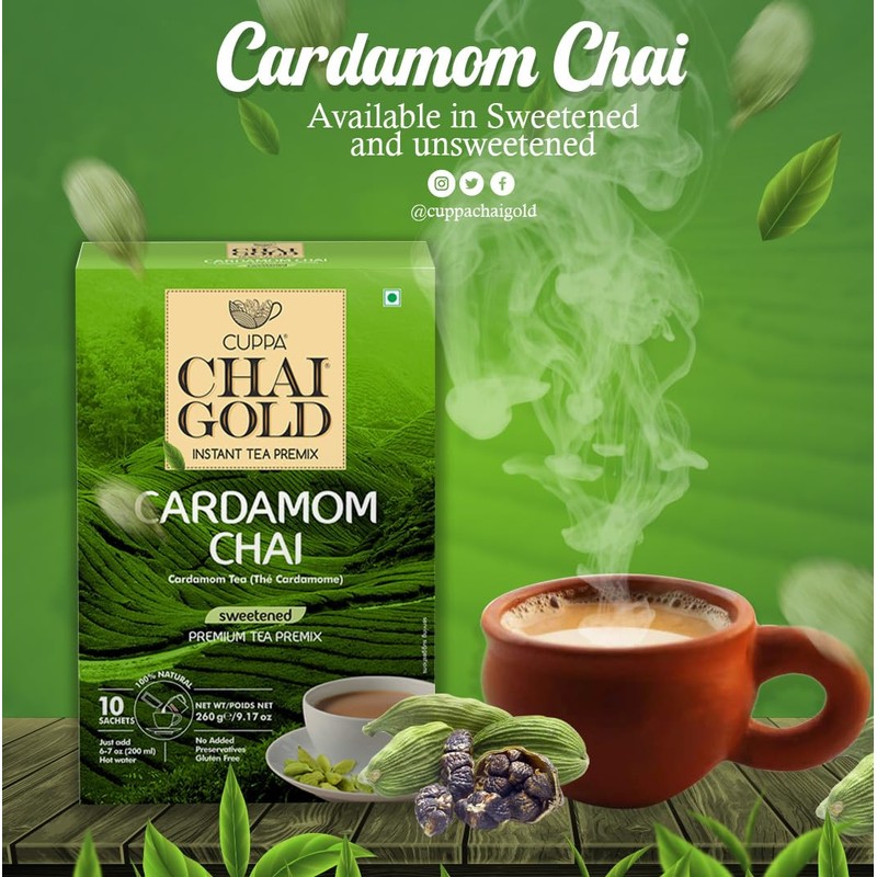 Cuppa Chai Gold Cardamom Chai | Sweetened Version | Pack