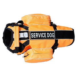 Haoyueer Service Dog Backpack Harness Vest Removable Saddle Bags with Label Patches(Orange,M)