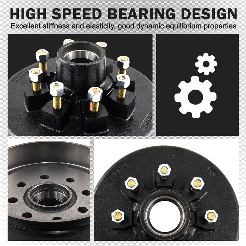 TPZZ 12"x 2" Trailer Brake Drum Kit 8 on 6.5"