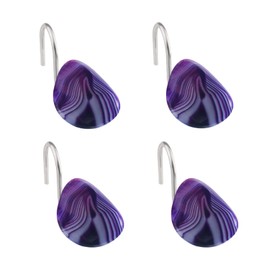 rockcloud Set of 4 Irregular Polished Agate Stones Shower Curtain Hooks, S-Shaped Stainless Steel Shower Hooks for Bathroom Shower Rod Home Office Decor, Purple