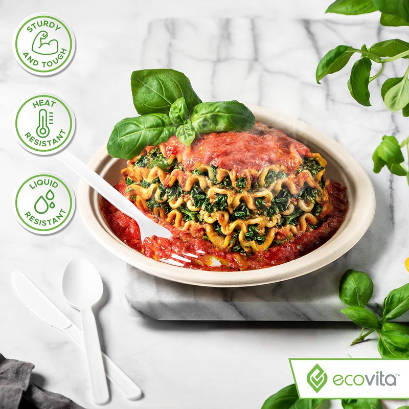 Ecovita 100% Compostable Forks - 500 Large Disposable Utensils (7