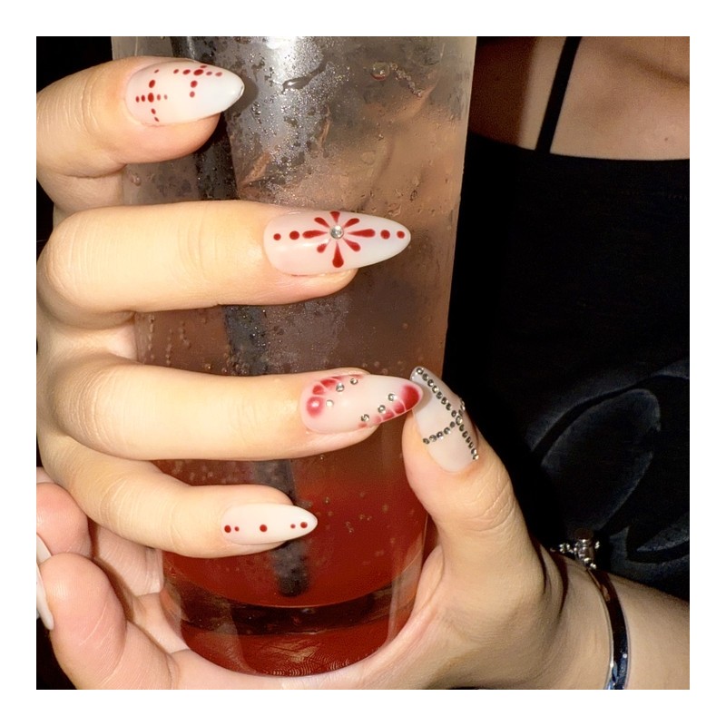 Ruby Hanabi Handmade Nail Tips - Long Nose Pin /