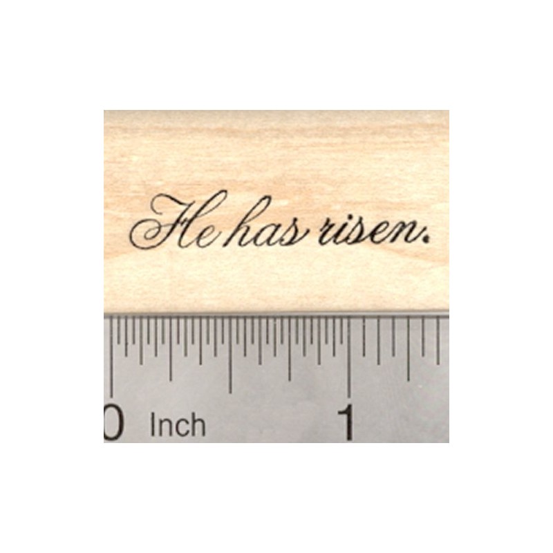 Easter Scripture Rubber Stamp, He has Risen (Small Script Text)