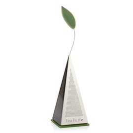 Tea Forte Icon - Infusor de té de hojas sueltas de acero inoxidable, colador extrafino con hoja de silicona y base